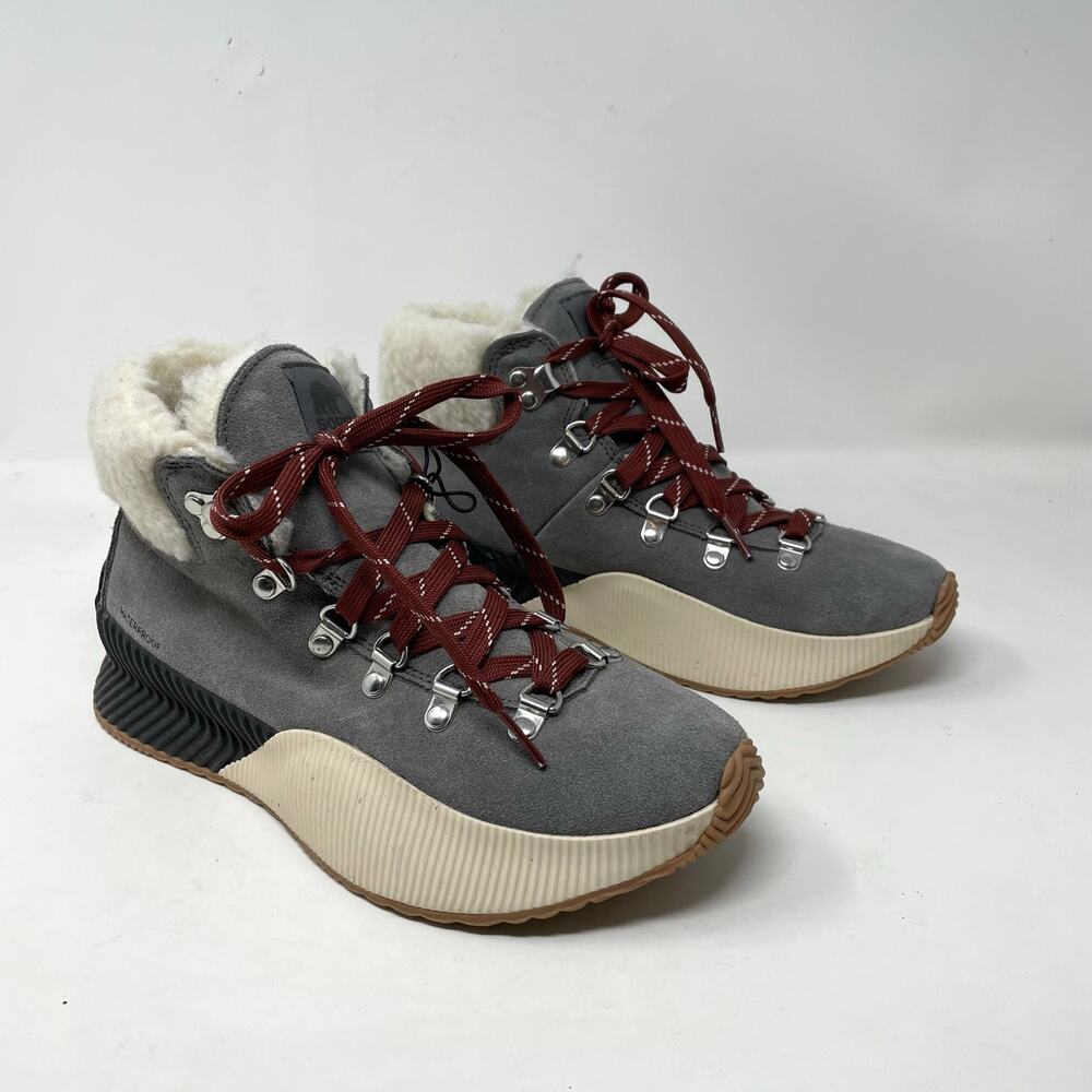 Sorel Out N About lll 3 Conquest Waterproof Suede Shearling Short Boots gray 8